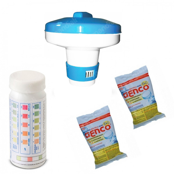 Kit Mini Flutuador 2 Pastilhas De Cloro Fita Teste Para Piscina Com 50 Unidades Leroy Merlin