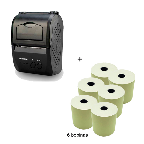 Kit Mini Impressora Usb Bt  58mm Com 6 Bobinas Mitsushiba