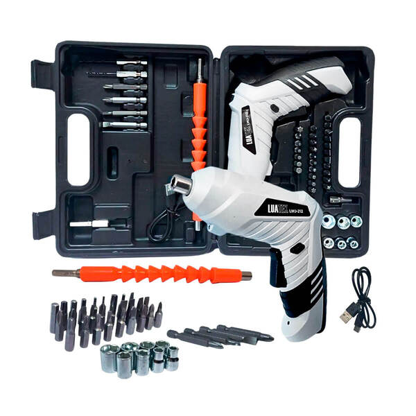 Kit Mini Parafusaderia 4.8v Sem Fio Recarregável 47pçs Bits