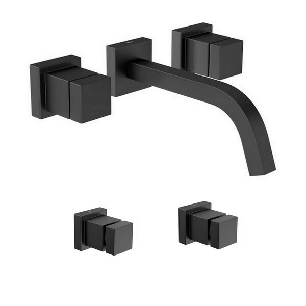 Kit Misturador Parede E 02 Acabamentos Cubo Black Matte Deca