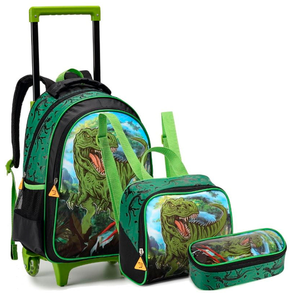 Kit Mochila Rodinha Com Estojo E Lancheira Unicórnio Escolar