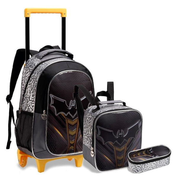 Kit Mochila Rodinha Com Estojo E Lancheira Unicórnio Escolar