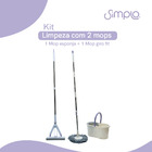 Kit Mop Limpeza Giratório Giro Fit E Rodo Mágico Mop Esponja