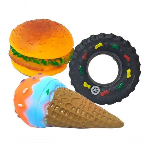 Kit Mordedor Pet 3 Brinquedos De Borracha Para Cães Cachorro