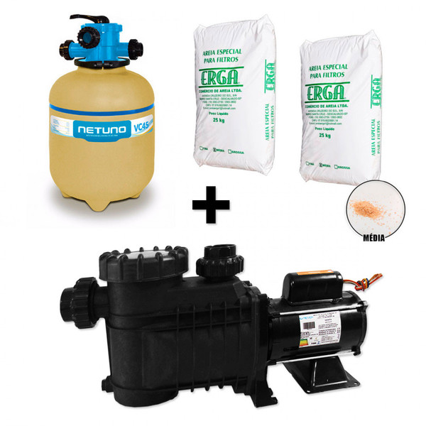 Kit Motobomba Bivolt 1 2 Cv Filtro Vc45 50 Kg De Areia Para Piscina Leroy Merlin