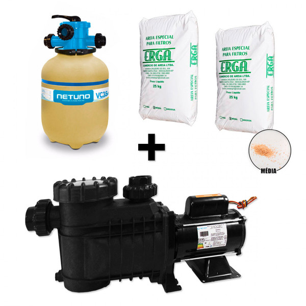 Kit Motobomba Bivolt 1 3 Cv Filtro Vc35 50 Kg De Areia Para Piscina Leroy Merlin
