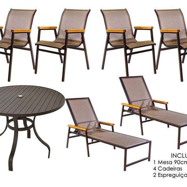 Kit Móveis Alumínio Para Área Externa Jardim Mesa Alumínio