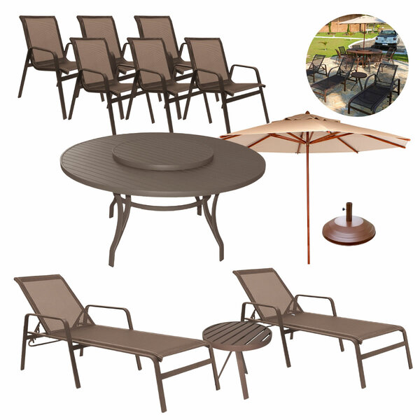 Kit Móveis Piscina Mesa 1,40m Giratória, 6 Cadeiras E 2 Espre