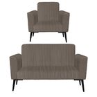 Kit Namoradeira 01 Poltrona Viena Gomada Suede Com Pés Villac