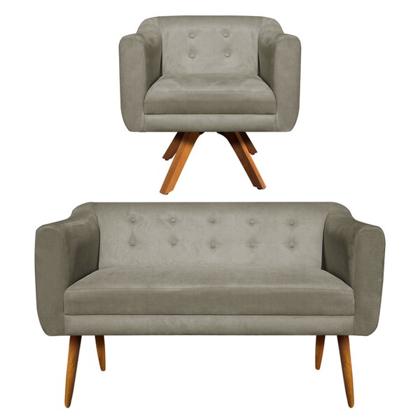 Kit Namoradeira 02 Lugares E 01 Poltrona Giratória Julia Sued