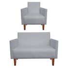 Kit Namoradeira 02 Lugares E 01 Poltrona Jade Corino Cinza Pe