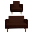 Kit Namoradeira 02 Lugares E 01 Poltrona Jade Corino Marrom P