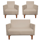 Kit Namoradeira 02 Lugares E 02 Poltronas Jade Corino Bege Pe