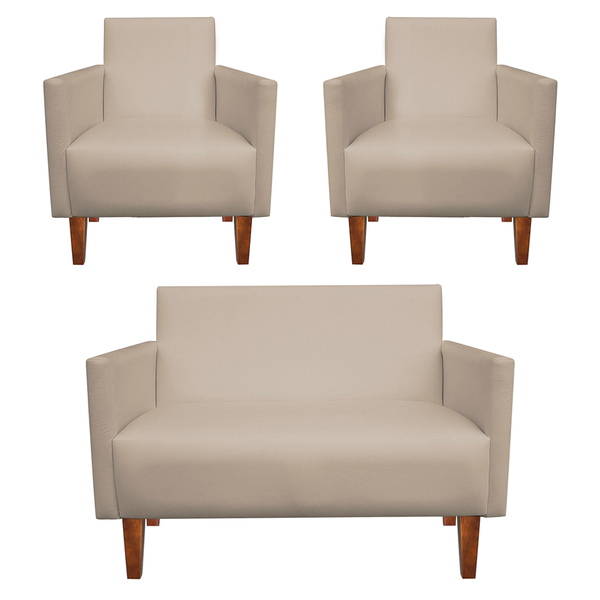 Kit Namoradeira 02 Lugares E 02 Poltronas Jade Corino Bege Pe