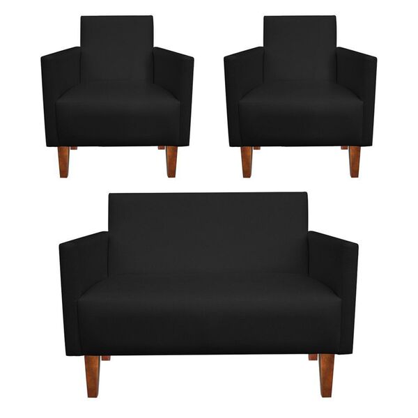 Kit Namoradeira 02 Lugares E 02 Poltronas Jade Corino Preto P