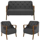 Kit Namoradeira 135cm E 2 Poltronas Decorativas Capitonê Lapa