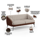 Kit Namoradeira 2 Lugares Com 2 Poltronas Coral D02 Linho Beg