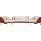 Kit Namoradeira 2 Lugares Com 2 Poltronas Coral D02 Linho Cru