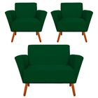 Kit Namoradeira 2 Lugares E 02 Poltrona Dora Suede Verde Pés