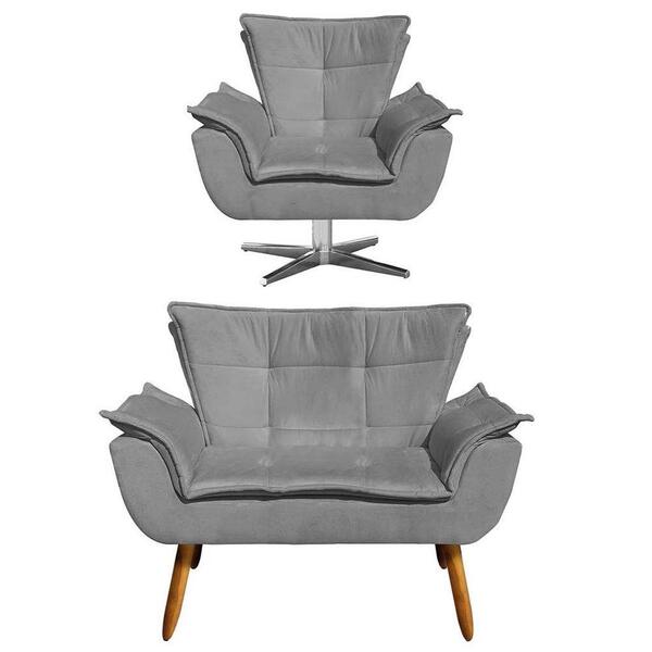 Kit Namoradeira 2 Lugares E 1 Poltrona Decorativa Giratória C