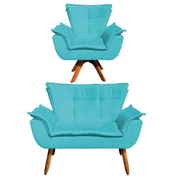Kit Namoradeira 2 Lugares E 1 Poltrona Decorativa Giratória M