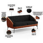 Kit Namoradeira 2 Lugares E 2 Poltronas Coral D02 Linho Chumb