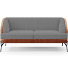 Kit Namoradeira 2 Lugares E 2 Poltronas Coral D02 Veludo Cinz