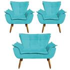 Kit Namoradeira 2 Lugares E 2 Poltronas Decorativas Pés Palit