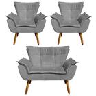 Kit Namoradeira 2 Lugares E 2 Poltronas Decorativas Pés Palit