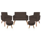 Kit Namoradeira 2 Poltronas E 2 Puffs Redondo Nina Suede Marr