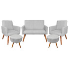 Kit Namoradeira 2 Poltronas E 2 Puffs Redondo Nina Veludo Cin