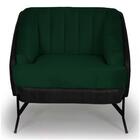 Kit Namoradeira 2 Poltronas Veludo Preto/verde Musgo