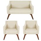 Kit Namoradeira + 02 Poltronas Decorativa Gabriela Suede Bege