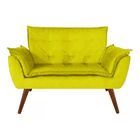 Kit Namoradeira + 02 Poltronas Decorativa Opalla Suede Amarel