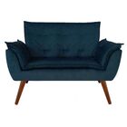 Kit Namoradeira + 02 Poltronas Decorativa Opalla Suede Azul R