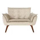 Kit Namoradeira + 02 Poltronas Decorativa Opalla Suede Bege -