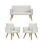 Kit Namoradeira + 02 Poltronas Decorativas Linho Promoção Lin