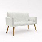 Kit Namoradeira + 02 Poltronas Decorativas Linho Promoção Lin