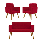 Kit Namoradeira + 02 Poltronas Decorativas Nina Promoção Verm