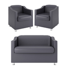 Kit Namoradeira + 02 Poltronas Decorativas Tecido Courino Cin