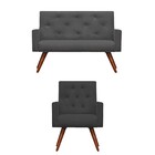 Kit Namoradeira + 1 Poltronas Decorativas Nina Capitonê Suede