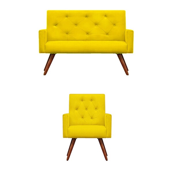 Kit Namoradeira + 1 Poltronas Decorativas Nina Capitonê Suede