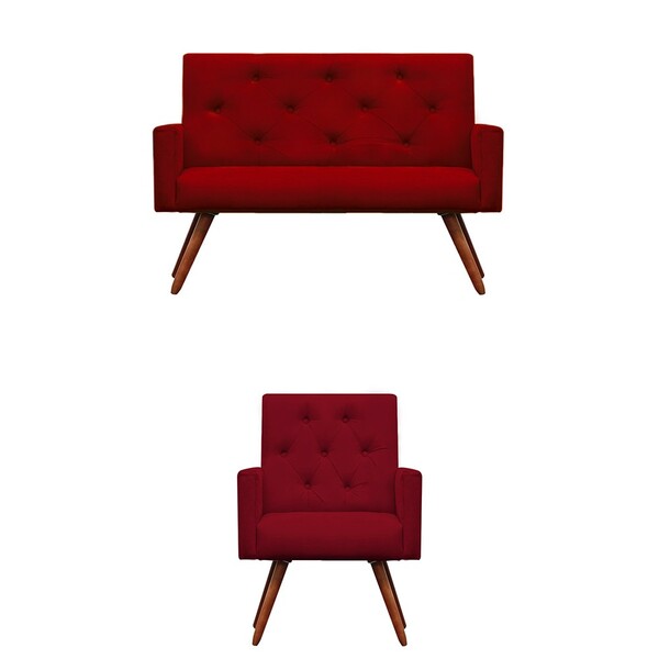 Kit Namoradeira + 1 Poltronas Decorativas Nina Capitonê Suede