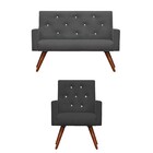 Kit Namoradeira + 1 Poltronas Decorativas Nina Capitonê Suede