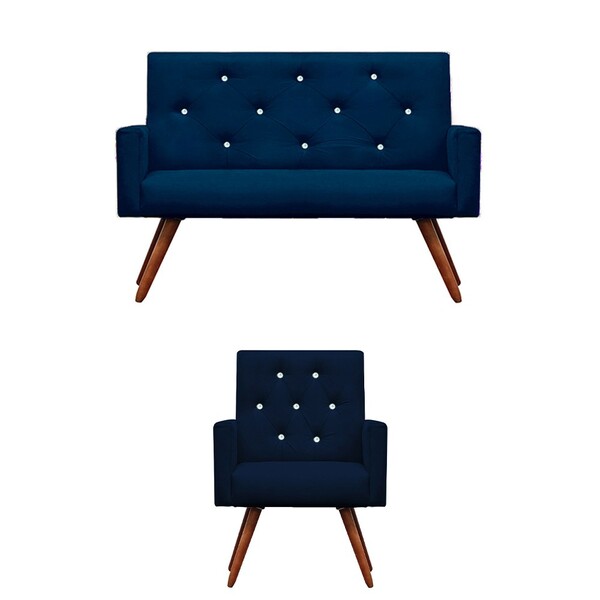 Kit Namoradeira + 1 Poltronas Decorativas Nina Capitonê Suede