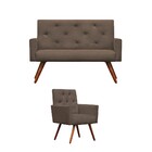 Kit Namoradeira + 1 Poltronas Decorativas Nina Capitonê Suede
