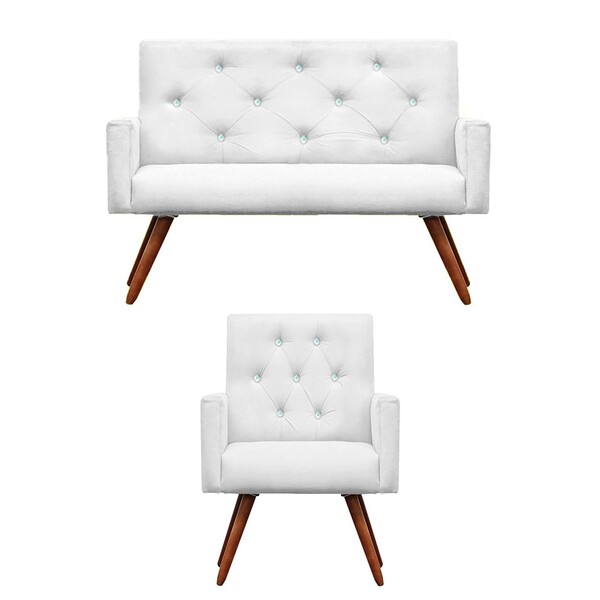 Kit Namoradeira + 1 Poltronas Decorativas Nina Capitonê Suede