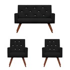 Kit Namoradeira + 2 Poltronas Decorativa Nina Capitonê Suede