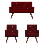 Kit Namoradeira + 2 Poltronas Decorativa Nina Capitonê Suede