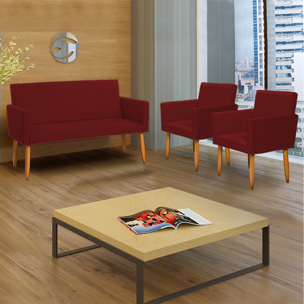 Kit Namoradeira + 2 Poltronas Decorativas Para Sala Nina Sued